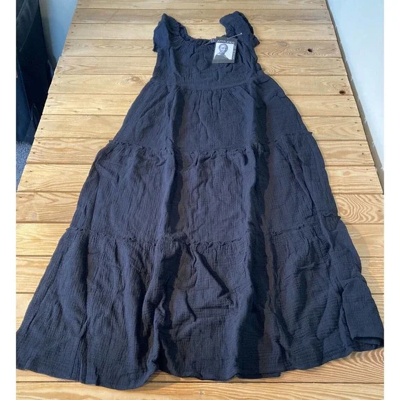 chinese dress ladies Isn't It Romantic Maxi Peasant Dress Black / S